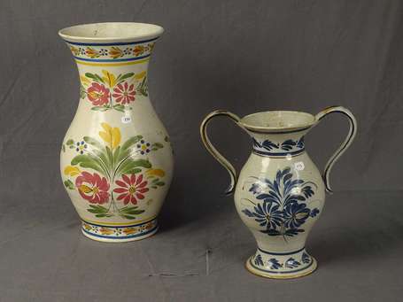 KERALUC - Deux vase balustres l'un à deux anses en