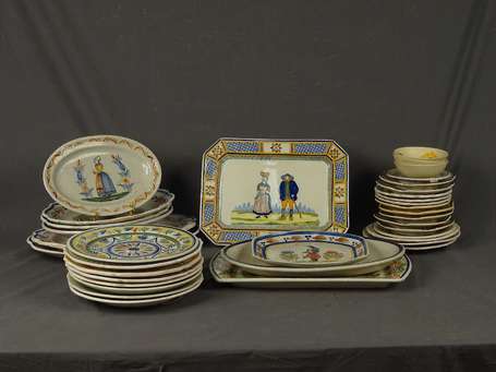 QUIMPER - Lot vaisselle dont assiettes, plats 