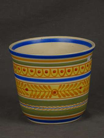 KERALUC - Un cache pot et un vase balustre à décor