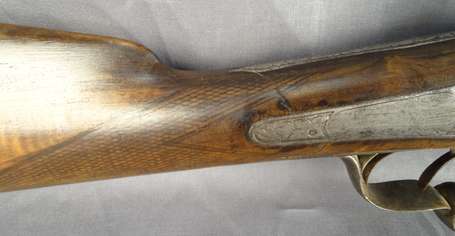 Fusil de chasse juxtaposés , à broche, bois noyer 