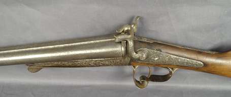 Fusil type Lefaucheux, canons juxtaposés à broches