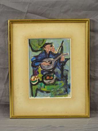 ALDE Yvette (1911-1967) - Le joueur à la mandoline