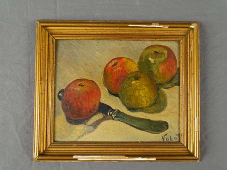 VOLOT Jacques (XIXe-Xxe)- Les pommes huile sur 
