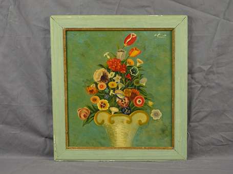 VOLOT Jacques (XIX-Xxe) - Vase de fleurs, huile 