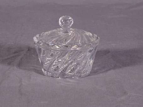 Petit Sucrier couvert en cristal moulé de godrons 