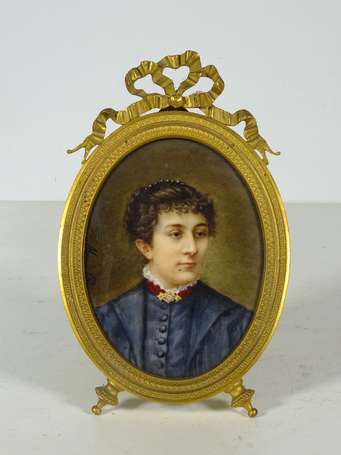 ROUGET Marie Fin XIXé Portrait de femme sur plaque