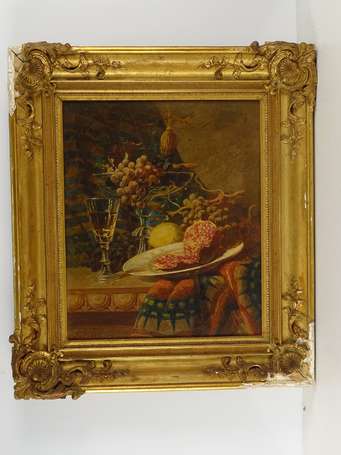 VOLLE F. XIXé Nature morte aux fruits. Huile sur 