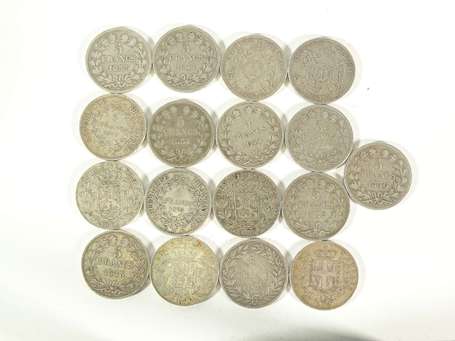 Lot de 17 pièces en argent 5 francs Hercule - 