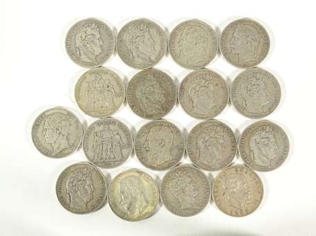 Lot de 17 pièces en argent 5 francs Hercule - 