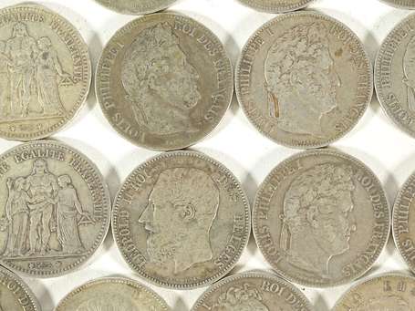 Lot de 17 pièces en argent 5 francs Hercule - 