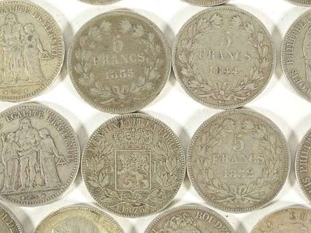 Lot de 17 pièces en argent 5 francs Hercule - 