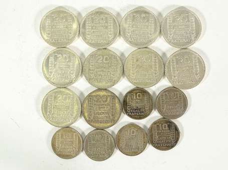 Lot de 10 pièces de 20 francs Turin + 6 de 10 