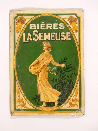 BIÈRE LA SEMEUSE : Tôle lithographiée embossée. 