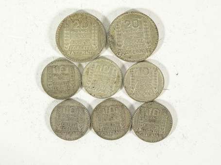 Lot de 8 pièces Turin 2 pièces de 20 francs + 610 