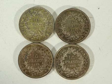 Lot de 4 pièces de 10 francs en argent 