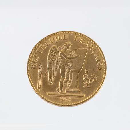 Trois pièces de 20 Francs or 1877 A,1909 et 1910. 