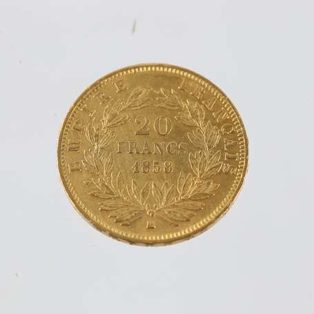 1 pièce de 20F or Napoléon III Tête nue 1858 BB 