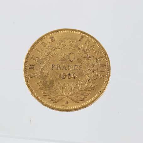 1 pièce de 20F or Napoléon III Tête nue 1860 BB 