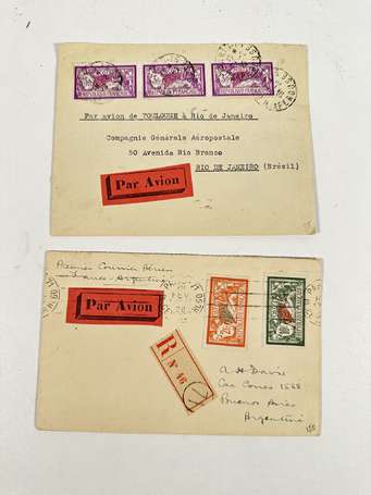 Lot de 2 courriers aériens 1928. Premier vol 