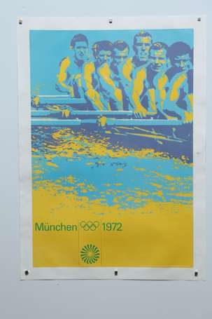 JO MUNCHEN 1972 AVIRON- Affiche entoilée et 