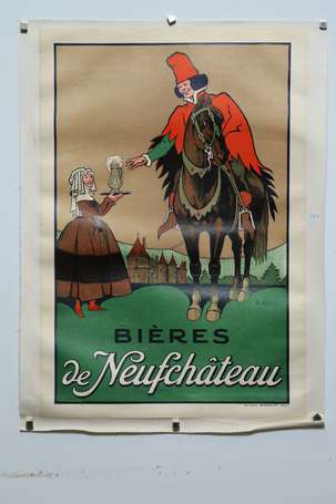 BIERE DE NEUFCHATEAU. Affiche entoilée et 