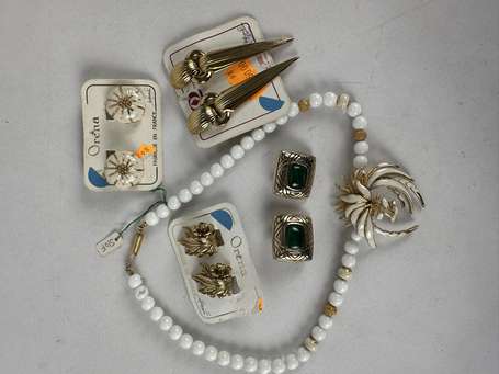 Lot de bijoux fantaisie dont collier et clips 