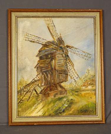 SISTRIER Marie (1908-?) - Le moulin. Huile sur 