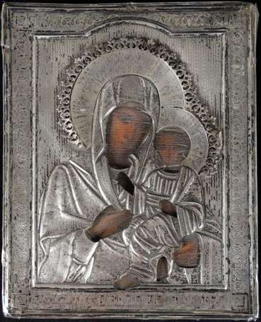 Deux icônes de la Vierge de Tikhvine et du Christ,