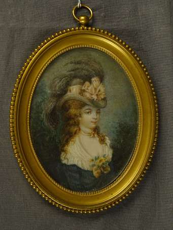 Femme au chapeau paré de plumes, miniature sur 