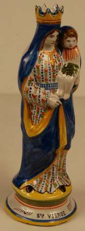 Vierge à l'Enfant Sujet en faïence polychrome, 