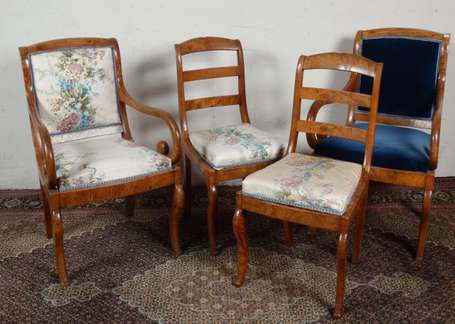 Paire de Fauteuils et paire de chaises en ronce, 