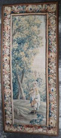 Aubusson XVIIIè S. Tapisserie Femme au panier dans