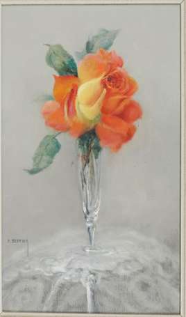 Seston Paul (1905-1985) Rose. Huile sur panneau, 