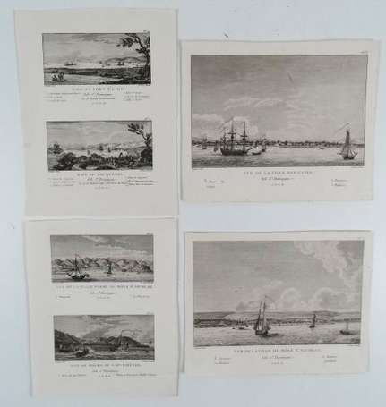 Six gravures de l'Ile de Saint Domingue d'après 