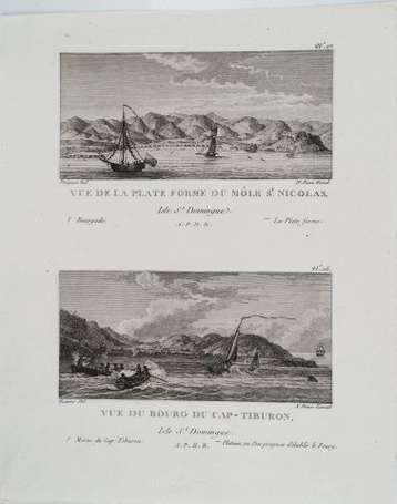 Six gravures de l'Ile de Saint Domingue d'après 