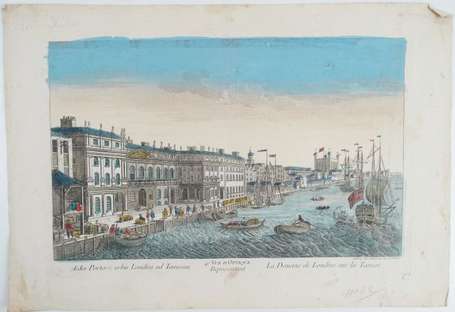 Lot de trois vues d'optique aquarellées: Vue du 