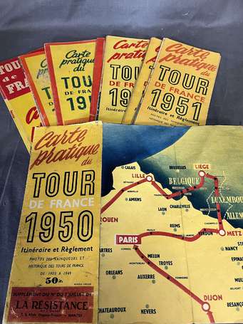 Cyclisme - ensemble de 12 Cartes Pratiques du Tour