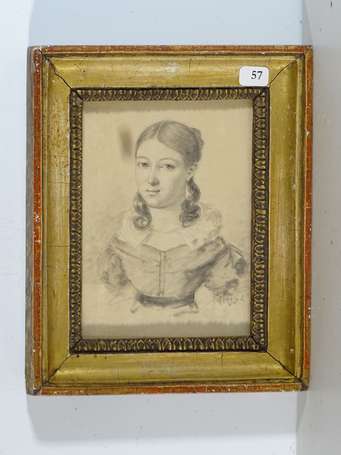 Ecole du XIXe siècle - Portrait de jeune fille aux