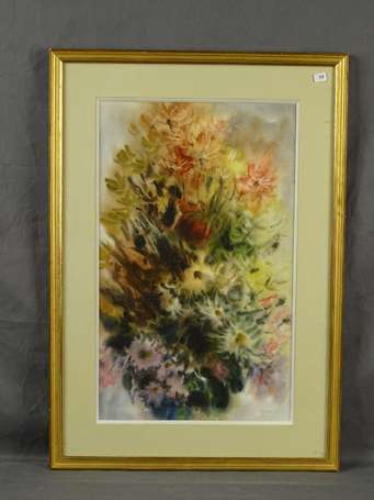 DE MARE Yves (XX) - fleurs des champs, aquarelle 