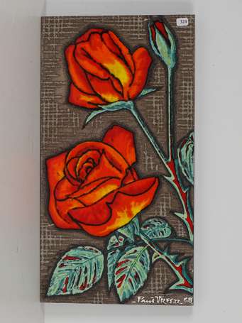 URFER Paul (Xxe S) - Roses d'amour, émaux peints 