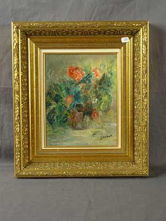 SEMART (Xxe S) bouquet, huile sur toile signée en 