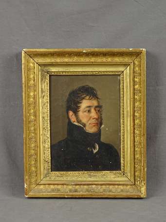 ECOLE XIXe - Portrait de militaire. Huile sur 