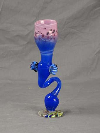 UNTRAUER Guy 1948- Verre flute en verre bleu 