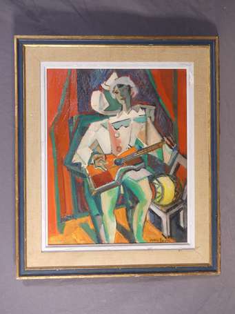 FAVRE Pierre (1906-1983) - Le guitariste. Huile 