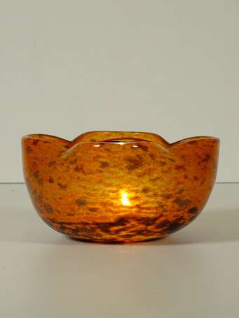 DAUM Nancy - Petite coupe en verre arlequin orangé