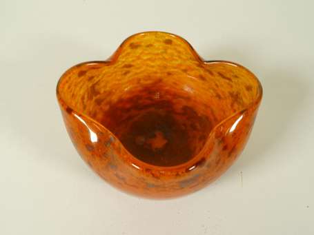 DAUM Nancy - Petite coupe en verre arlequin orangé