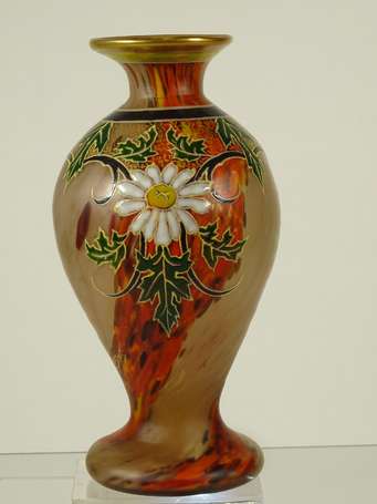 LEGRAS - Vase balustre sur piédouche en verre 