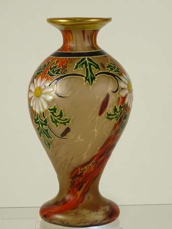 LEGRAS - Vase balustre sur piédouche en verre 