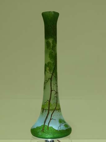 LEGRAS - Vase à haut col en verre multicouche à 