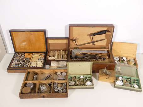 Lot d'outillage et pièces détachées d'horlogerie.